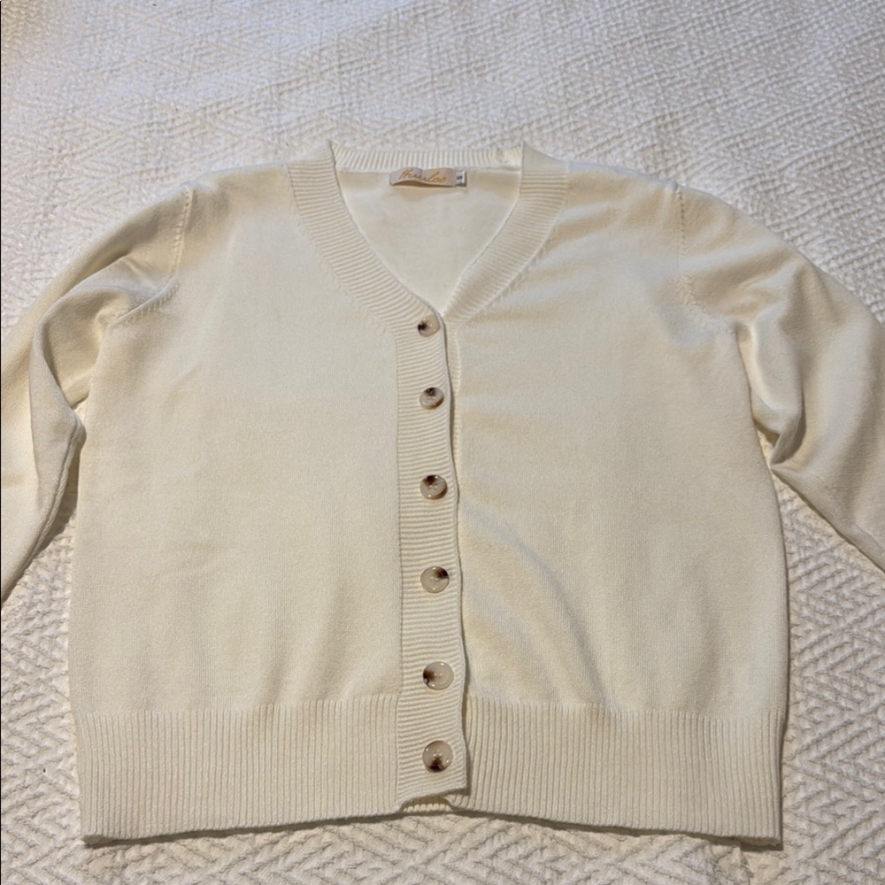 Elegant Cream Button-Up Cardigan